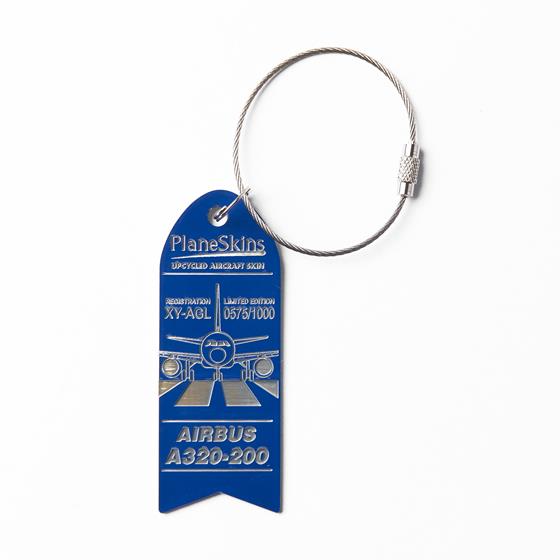 A320 Genuine Aircraft Skin Key Chain- Blue