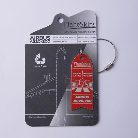 A320 Genuine Aircraft Skin Key Tag - Red