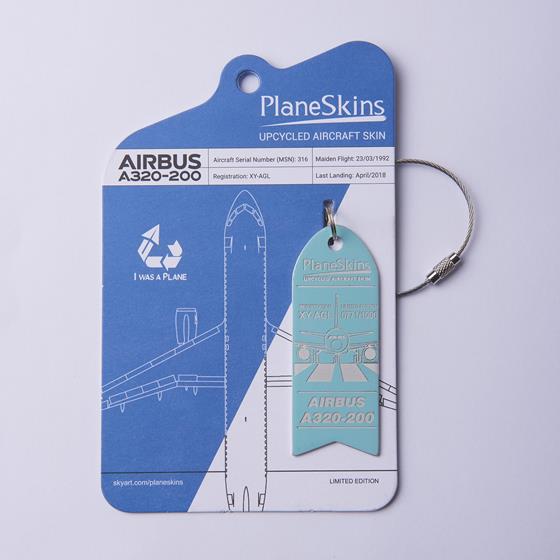 A320 Genuine Aircraft Skin Key Tag - Turquoise
