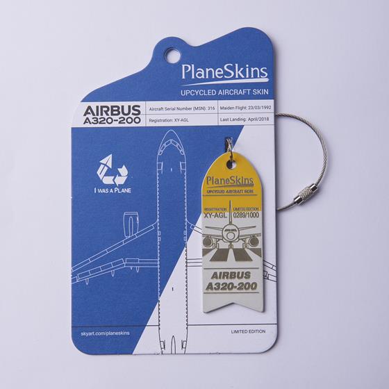 A320 Genuine Aircraft Skin Key Tag - Yellow White