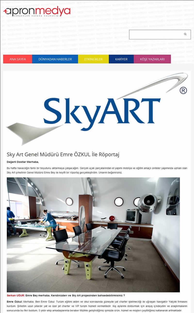 An interview with SkyArt on ApronMedya.com