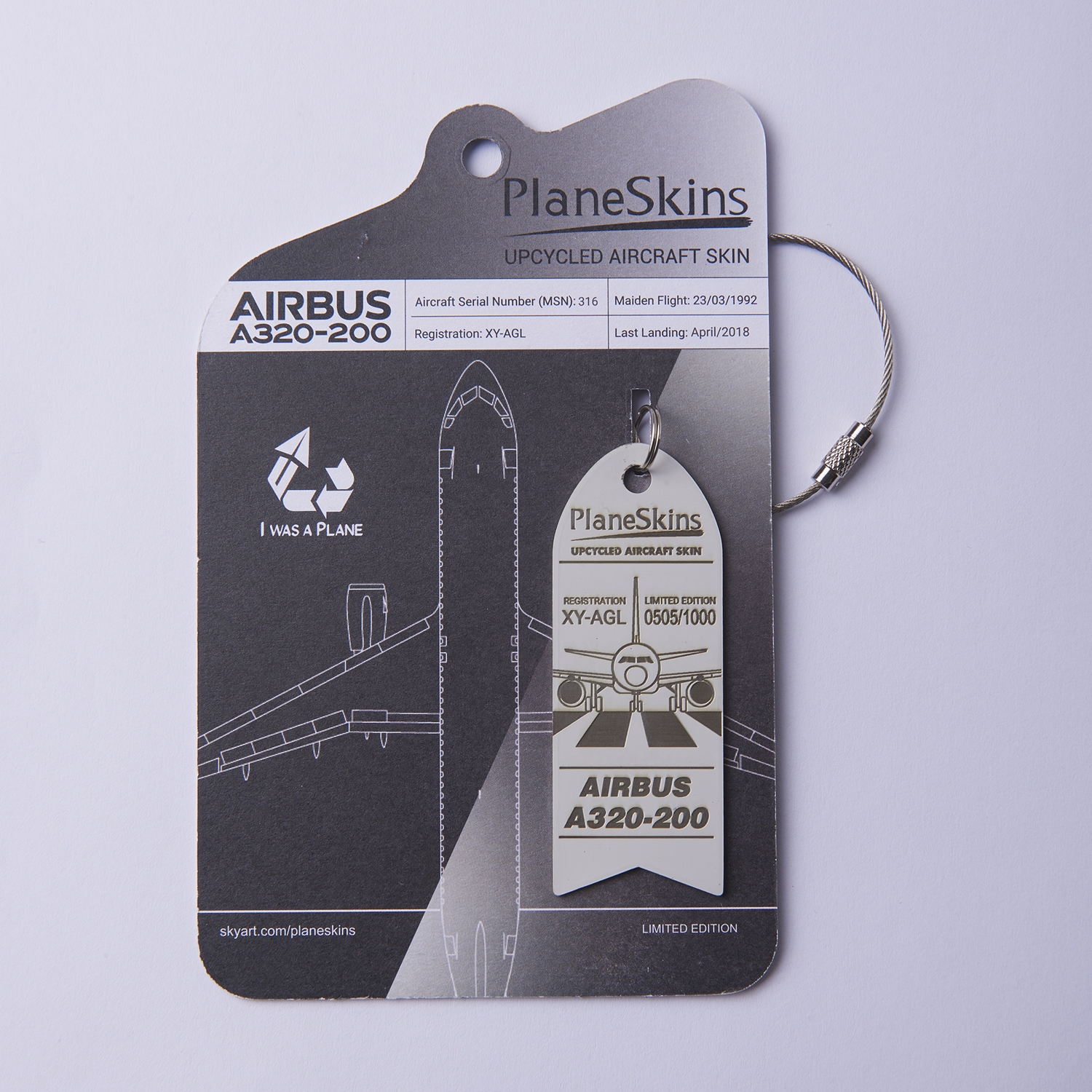 A320 Genuine Aircraft Skin Key Tag - White